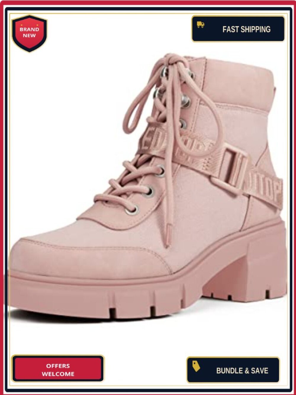 Women's Combat Boots Chunky Lug Sole Lace-Up Canvas and PU Upper Ankle Booties